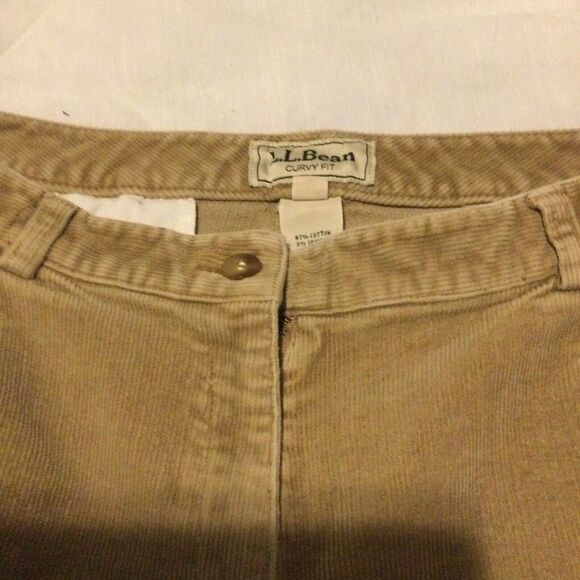 Vintage LL Bean Pants‎ Curvy Fit Women's 16 Regular Khaki Corduroy Pleated - Picture 2 of 8